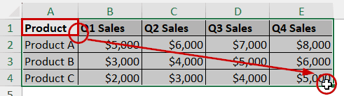 clicking and dragging the whole data source