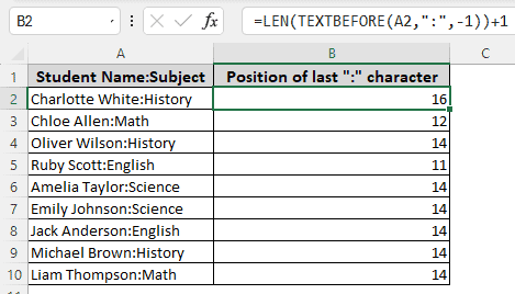Using the LEN-TEXTBEFORE Functions 