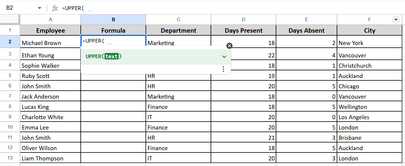 Using the UPPER Function for Capitalization 
