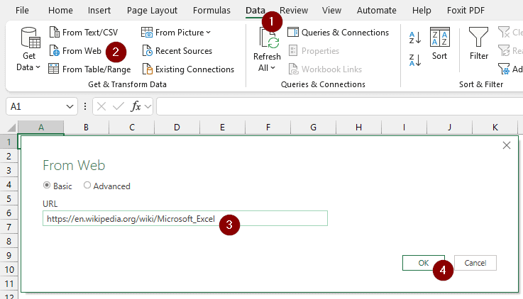 Using Excel’s Default Method