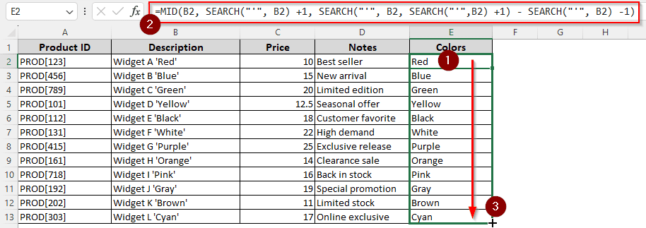 Using MID-SEARCH Functions