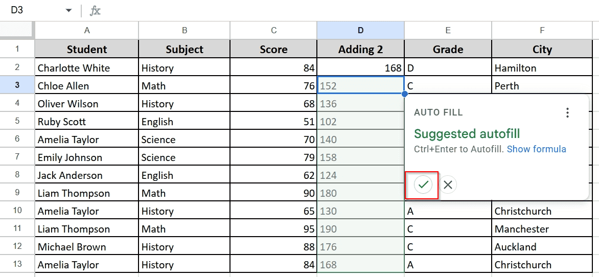 Autofill Using the ‘Suggested Autofill’ Box 