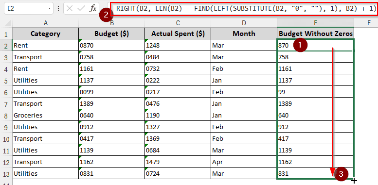 Using a Combination of RIGHT-LEN-FIND-LEFT-SUBSTITUTE Functions