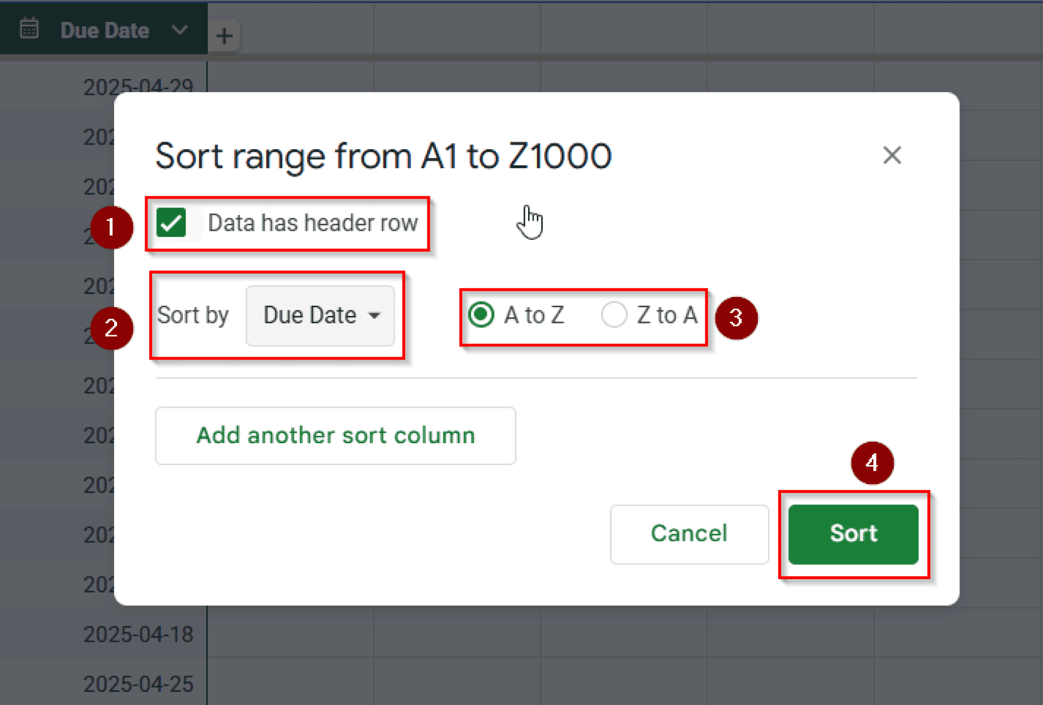 How to Sort by Date in Google Sheets (4 Easy Methods) - Excel Insider