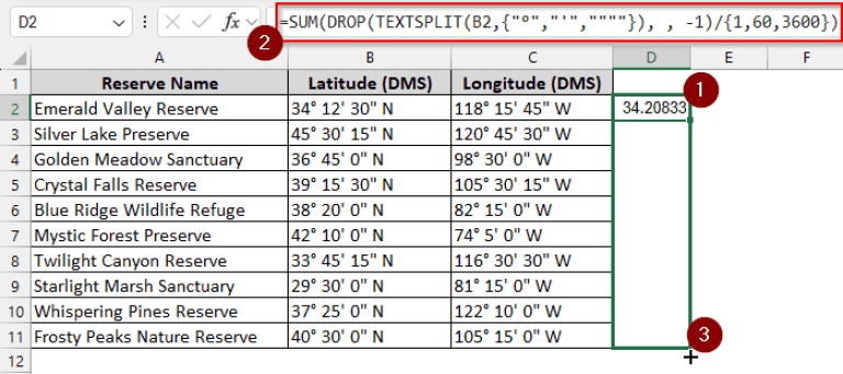 Convert Degrees Minutes Seconds to Decimal Degrees in Excel - Excel Insider