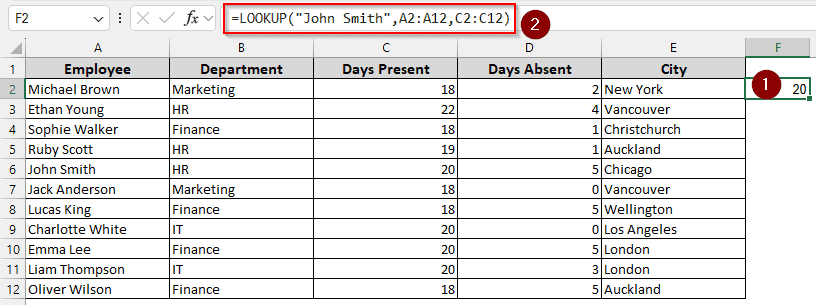 Using the LOOKUP Function