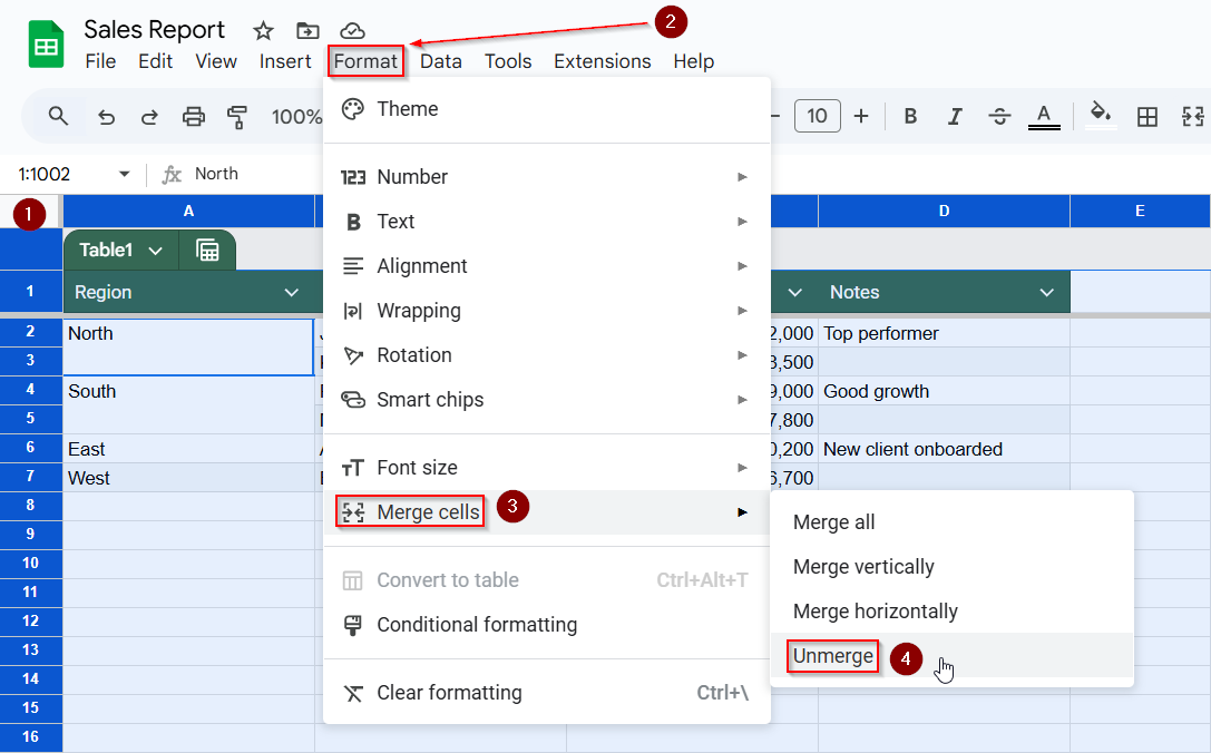 Identify if You Have Merged Cells in Your Google Sheets