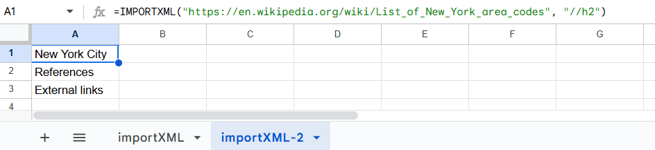 Import XML Heading to Google Sheet Using IMPORTXML