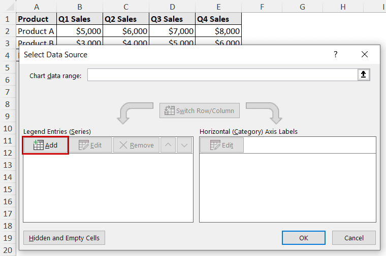add option in select data source dialog box