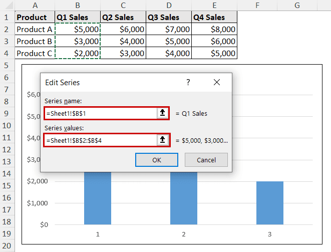 selecting data for a chart in excel