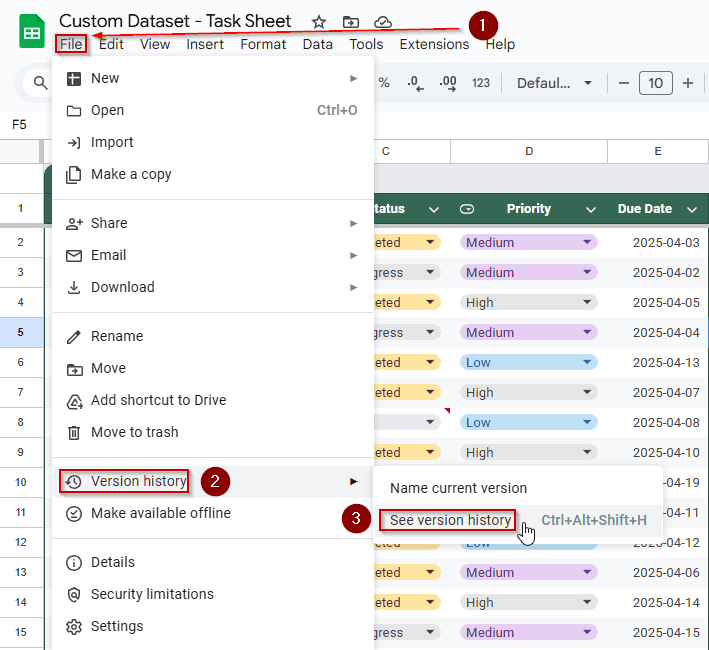 Use Version History to Restore a Deleted Tab