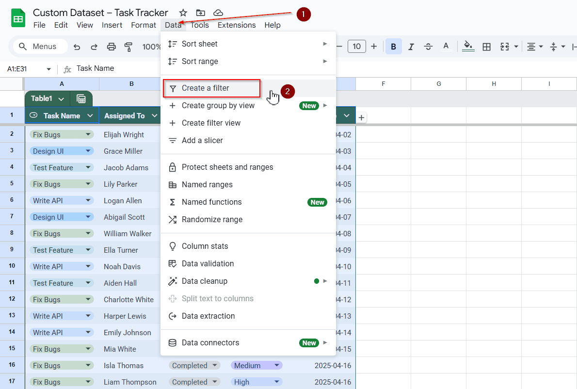 Utilizing Filter and Sort Tool