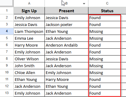 dragging to see other data comparison results 