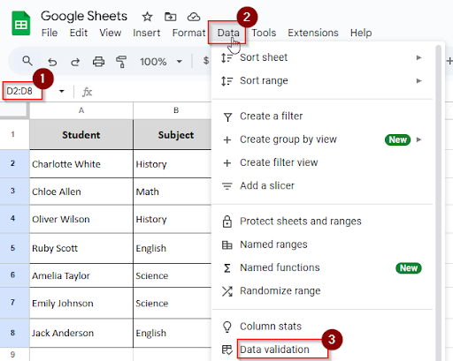 choosing data and data validation