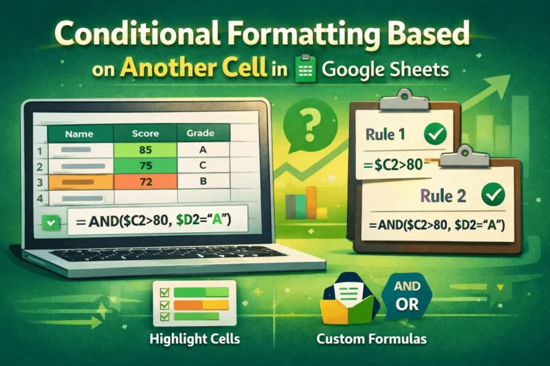 featured image - conditional formatting based on another cell in google sheets