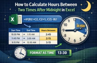 featured image - how to calculate hours between two times after midnight in excel