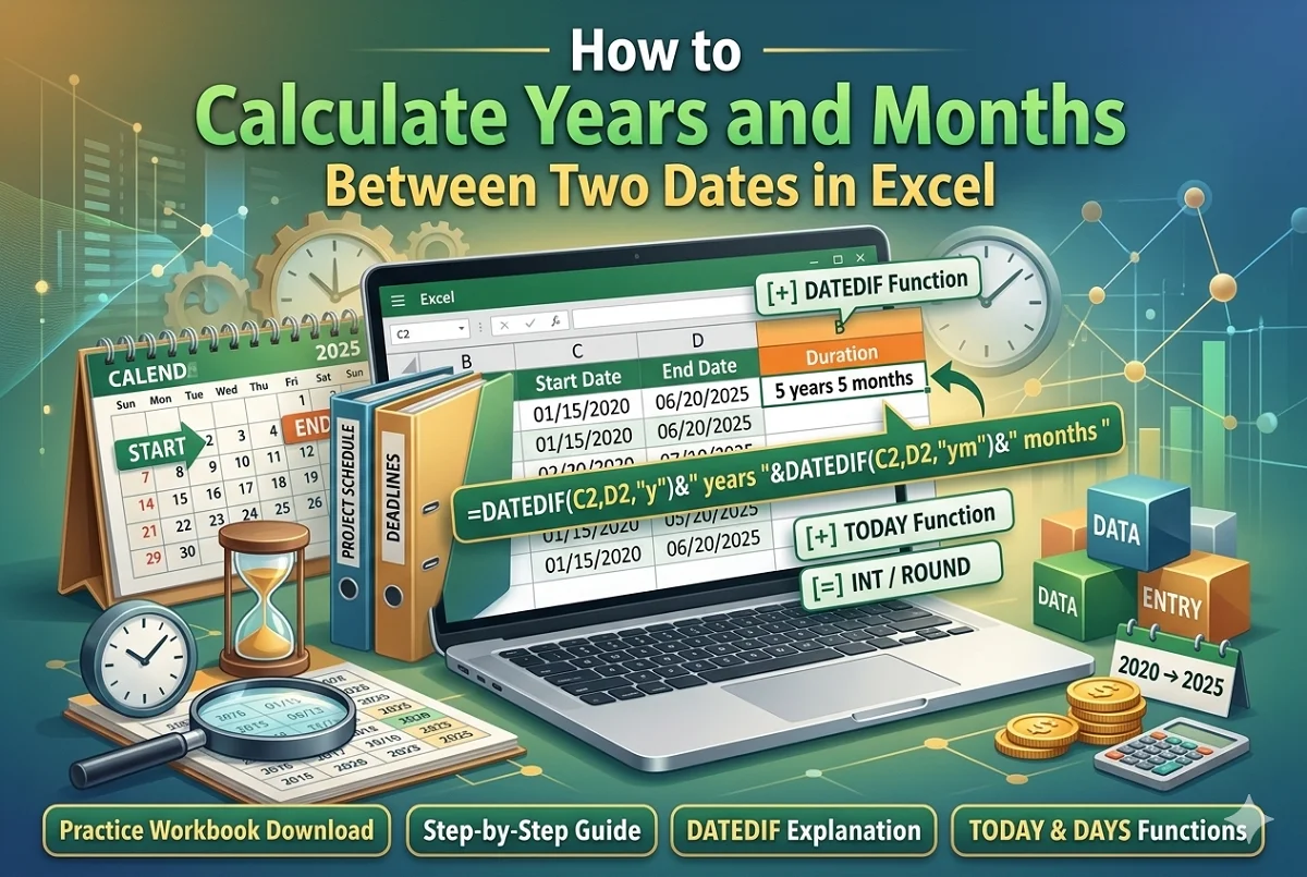 How to Calculate Years and Months Between Two Dates in Excel - Excel ...