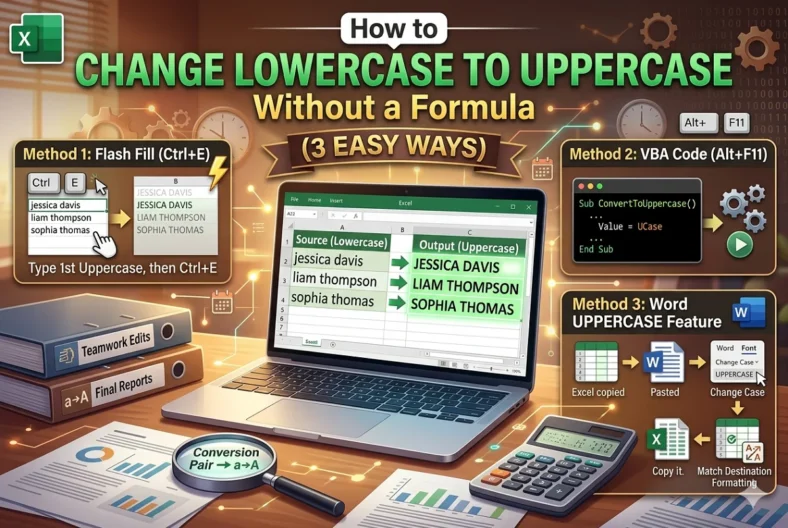 featured image - how to change lowercase to uppercase without formula in excel