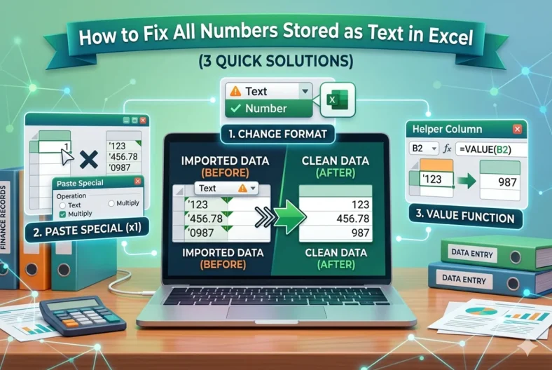 featured image - how to fix all numbers stored as text in excel