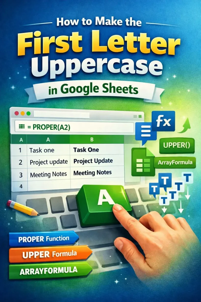 featured image - how to make first letter uppercase in google sheets