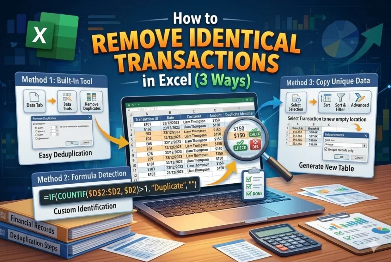 featured image - how to remove rows containing identical transactions in excel