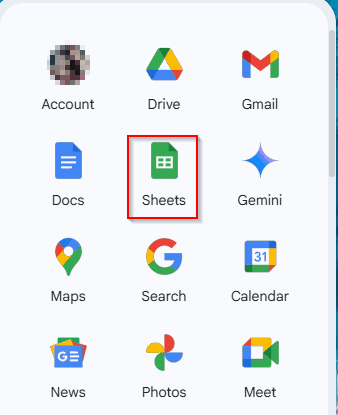 Selecting Sheets from the list