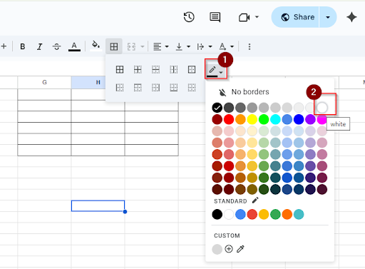 selecting white color border