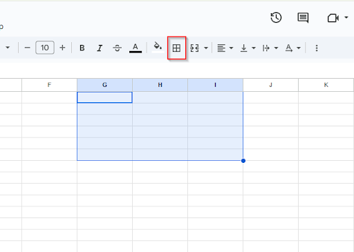 clicking on the border icon
