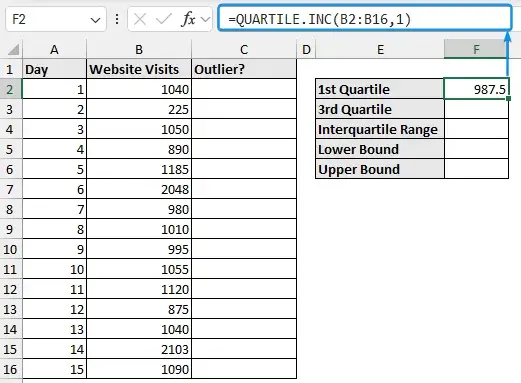 Calculating first quartile