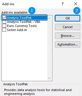 Activating Analysis ToolPak
