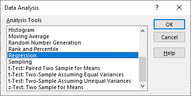 Find uncertainty of slope in Excel with Regression option of Data Analysis ToolPak 
