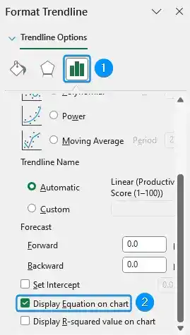 Enabling equation of the trendline 