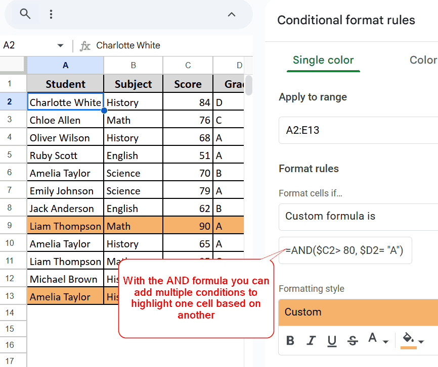 Applying Two Conditional Formatting Rules at a Time