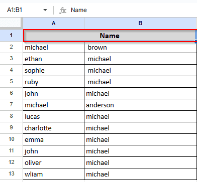 showing merged columns result