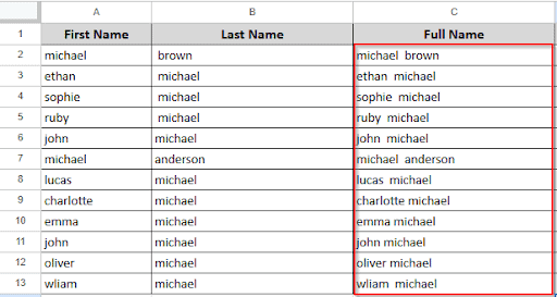 dragging to see the result in all rows