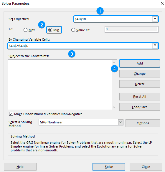 inputs for solver add in 