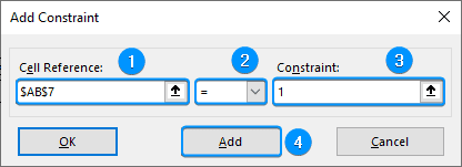 Adding constraint: sum of weights equal one