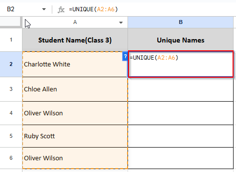writing formula in cell B2