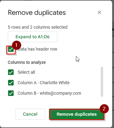 checking data has header row to remove duplicates
