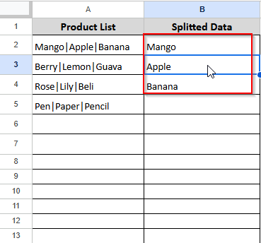 splitting A2 cell vertically