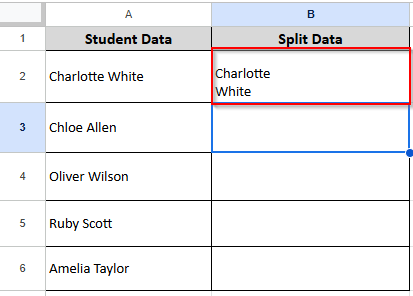 student data is splitted in half