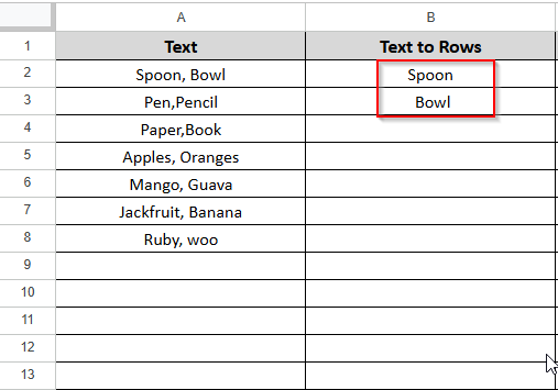 splitting text to rows