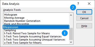 Selecting regression to calculate variance inflation factor in Excel 