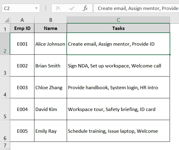 Applying Bullet Symbol (Alt+7) to Insert Multiple Bullet Points in Excel Cell