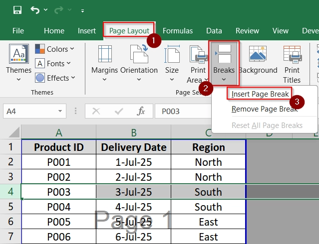 Applying Manual Insertion of Page Breaks (Repeatedly)