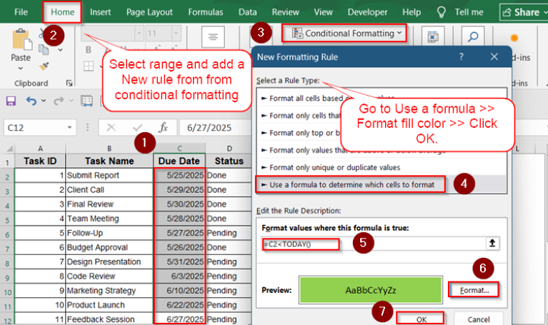 Conditional Formatting to Highlight Overdue Dates in Excel - Excel Insider
