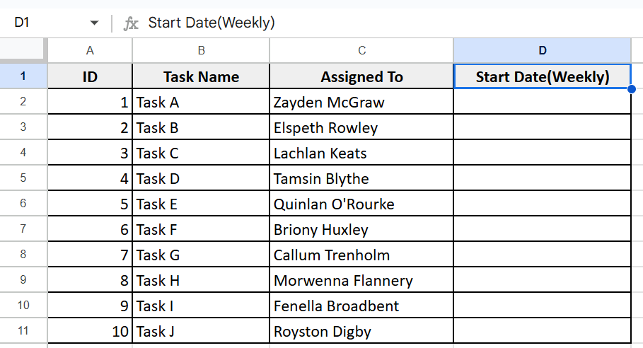 Functions for Automatic Date Entry (Weekly Intervals)