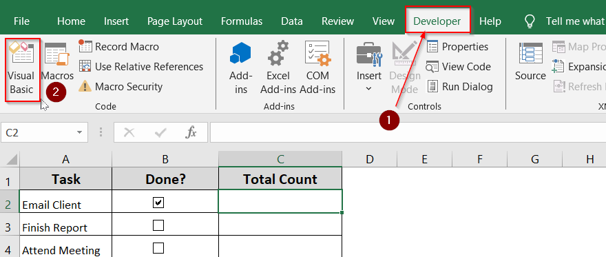 Use VBA to Count Checkboxes (Advanced)