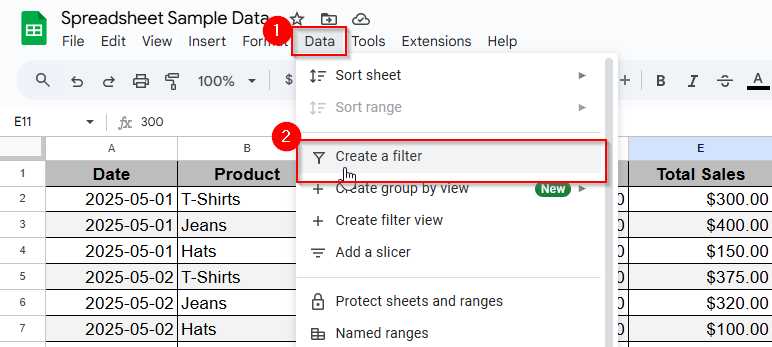Enabling the Filter Option to Select the Specific Data
