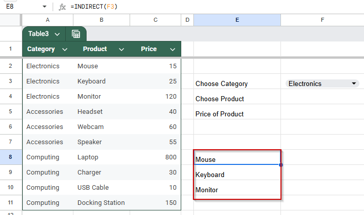 Setting Up a Dependent Drop-Down With VLOOKUP